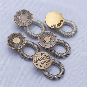 Resim 5 adet Rastgele Düğme Uzatıcı Pantolon Kot Ücretsiz Dikiş Ayarlanabilir Geri Çekilebilir Bel Uzatıcıları Metal Düğmeler Bel Genişletici 