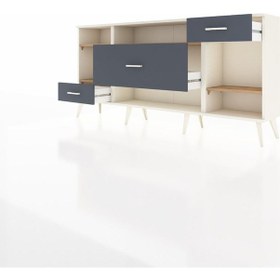 Resim Arges Konsol 4 Raflı 3 Çekmeceli 176x30x83 Aytaşı-çam/antrasit Çam/antrasit 