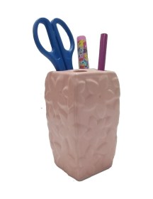 Resim 2 Adet Kalemlik Çiçekli Pembe Model Seramik Ofis Gereci 7x7x12cm Çok Renkli 