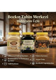 Resim Bozkır Tahin Merkezi Enfes Üçlü Altın Susam Kavrulmuş Tahin-taş Değirmen Beyaz Tahin -üzüm Pekmezi 