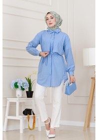 Resim Sevitli Beli Bağcıklı Allerli Taşlı Tunik-bebe Mavi-5220 Bebek Mavisi 