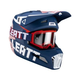 Resim Leatt GPX 3.5 V23 cross enduro motosiklet kaskı + Velocity 4.5 gözlük royal navy kırmızı-beyaz L 