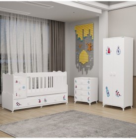 Resim Melina Bebek Odası Yıldız 2 Kapaklı Ve Şifonyer - Denizci Beyaz 