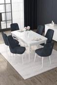 Resim Canisa Nex Serisi 80x132 Açılabilir Mdf Siyah Mermer Desen Masa Takımı Ve 6 Gri Sandalye 