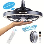 Resim 1 Soket Elektrikli Fan Işık Lambası ve Uzaktan Kumanda ile, Vida Tipi Tavan Fanı E26/E27 Tabanı ile Kolay Kurulum, 3 Hızlı Rüzgar Ayarı, 3 Renk 3000-6500K Ayarlanabilir Akıllı LED Işık Yatak Odası, Mutfak, Oturma Odası, Depo, Garaj, Banyo için 