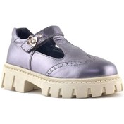 Resim Rakerplus Hakiki Deri Platin Krem Tabanlı Çiçek Detaylı Kız Çocuk Günlük Ayakkabı Platin 