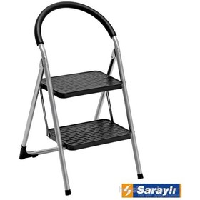 Resim Saraylı Pratik Mega Lüx Merdiven 2 Basamaklı Siyah 