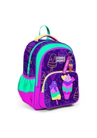 Resim Coral High Kids Mor Pembe Dondurma Desenli Üç Bölmeli Okul Sırt Çantası 23655 