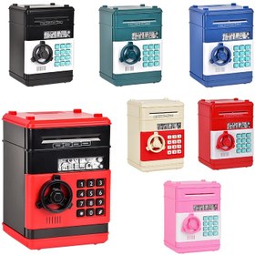 Resim Çocuklar için Elektronik ATM Para Kutusu - Kombinasyonlu Dijital Ekranlı, Bozuk ve Banknot Yuvası, 6 Canlı Renk (Siyah/Turkuaz/Mavi/Kırmızı/Bej/Pembe) - Eğitici Tasarruf Oyuncağı, Gerçekçi ATM Tasarımı, Plastik Yapılı 