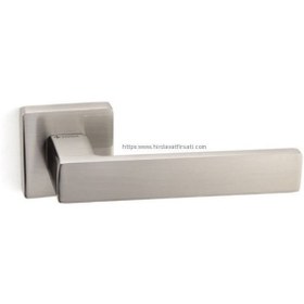Resim Kare Inox Saten Renkli Italyan Tipi Kare Rozetli Kapı Kolu 