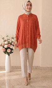 Resim Kado Jakarlı Gold Düğmeli Tunik 7535 - 46 / Turuncu 