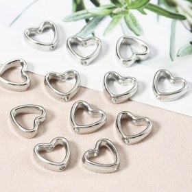 Resim 50 adet Kalp Şekilli İki Delikli Boncuk Çerçeve Aralık Boncukları DIY Kolye Bileklik Bağlantı Elemanları, Takı Yapımı Aksesuarları 