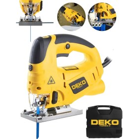 Resim Deko DKT10DT 6 Kademe Devir Ayarlı Lazerli Pandüllü Dekupaj Testere 2000W Çantalı Set + 10AD Bıçak 