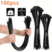 Resim 100 Adet Siyah Kablo Bağları - 4 Boyut (10.16cm, 20.32cm, 30.48cm, 40.64cm) - Dayanıklı, UV Dirençli & Kendinden Kilitli Ev ve Ofis Kablo Düzenleme İçin 