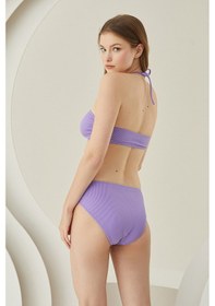 Resim Loya Kadın Lila Reps Boyundan Bağlamalı Tek Üst Bikini 