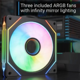 Resim Aero Cool Aerocool Ae P300C Bk 3X12Cm Mirror A-Rgb Fanlı, Panoramik Tempered Panel, Matx Boş Bilgisayar Kasası 