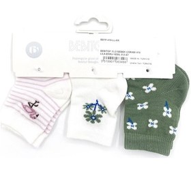 Resim Bebitof 3'lü Bebek Çorabı 418 Lila-ekru-yeşil Lila - Ekru - Yeşil 