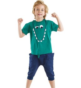 Resim Denokids Komik Timsah Erkek Çocuk T-shirt Baggy Şort Takım Çok Renkli 