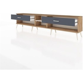 Resim Arges Tv Ünitesi Tek Raflı 2 Çekmeceli 220x30x51 Çam-aytaşı/antrasit Aytası/antrasıt - Atlas Çam 