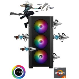 Resim Güneysu Gaming R5-4060TI Ryzen 5 7500F 32Gb DDr5 1tb SSD Rtx 4060 Ti 8gb Oyun Bilgisayarı 
