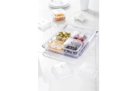 Resim Lidyahan Store Akrilik Şeffaf 6’lı Kapaklı Kahvaltılık Kahvaltı Seti &amp; Saklama Kabı (Cam DEĞILDIR)-1825 