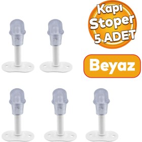 Resim Badem10 5 Adet Mobilya Kapı Arkası Kolu Stoperi Tamponu Metal Beyaz 8 Cm Stopu Durdurucusu Tutucu Tutacağı 