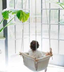 Resim Tavana Asılan Ev, Dış Mekan Bebek ve Çocuk Salıncak Mavi Çizgili - Larisa Pumpkin 