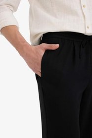 Resim DeFacto Relax Fit Kısa Paça Keten Görünümlü Beli Bağcıklı Lastikli Cepli Pantolon 
