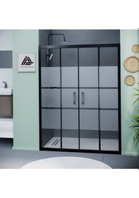 Resim Vesta D400 İki Duvar Arası 2 Sabit 2 Sürgü Duşakabin Siyah Profil Kumlu Cam H: 190 Cm Diğer 