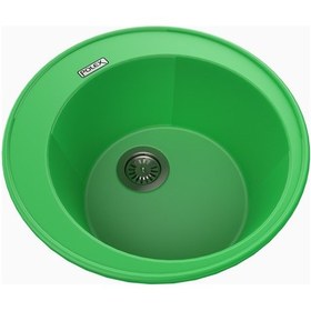 Resim Polex Cristalüx Granit Evye P-06 Yeşil Tezgah Altı Ve Tezgah Üstü Oval Mutfak Evyesi 51.5x51.5 CM 