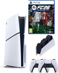Resim Sony Playstation 5 slim +2.kol dualsense + Şarj İstasyonu +Ps5 FC26 (İthalatçı Garantili ) 