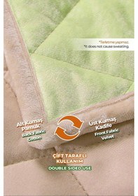 Resim Kapitone Kadife Yatak Örtüsü Seti Çift Kişilik Supersoft 3 Parça Yumuşak Elyaf Dolgulu Yeşil Yeşil 