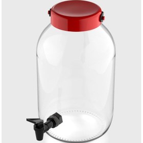 Resim Renga Macro 5000 Ml Kırmızı Kapaklı Musluklu Cam Kavanoz 131002 Kırmızı 