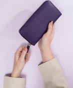 Resim Leather Paper Mor Deri Dikdörtgen Cüzdan 