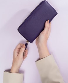 Resim Leather Paper Mor Deri Dikdörtgen Cüzdan 