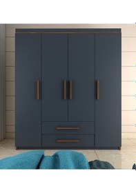 Resim Metalia Gm817 Perla Lüx 4 Kapı 2 Çekmeceli Gardrop Ceviz-Antrasit Gri 