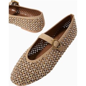 Resim Kurt Geiger Mayfair Bale Ayakkabısı, Kurt Geiger Süet Kristal Detaylı Zarif Ayakkabı Topuklu Ayakkabı Kahverengi 36,5 
