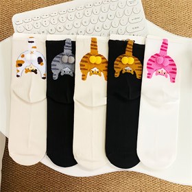 Resim 1/5 Çift Unisex Soyut 3D Kedi Yumurta Çorapları, Kadınlar İçin Orta-Baldır Sevimli ve Komik Japon Tarzı Uzun Çorap - Mükemmel Hediye, Rahat Günlük Spor Her Mevsim Çok Amaçlı Tasarım 