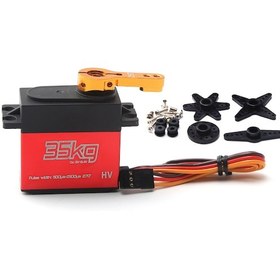 Resim Gajeena 35kg 270 Derece Tam Metal Dijital Servo, Çelik Dişli, Çekirdekli Motor, Turuncu Metal Servo Kolu 1 Adet 