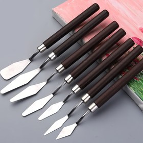 Resim 7 Parça Paslanmaz Çelik Boya Bıçağı Seti, Dayanıklı Metal Sanat Spatulaları, Boya, Kek Dekorasyonu ve Fırın Malzemeleri için 
