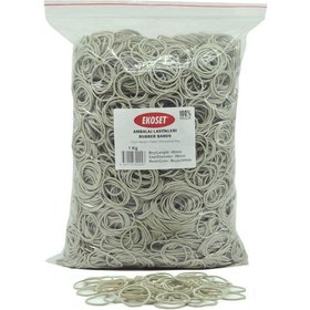 Resim Ekoset Kauçuk Paket Ambalaj Toka Para Lastiği 40Mm Beyaz 1Kg 