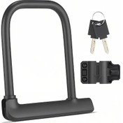 Resim Bisiklet Kilidi U-lock Ağır Hizmet Tipi Bisiklet Motosiklet Hırsızlık Önleyici Kilit 2 Anahtar Ve Bisiklet Motosiklet Scooter İçin Kilit Tutucu Siyah 