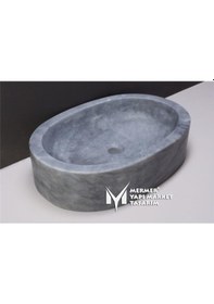 Resim Afyon Gri Mermer Oval Dikdörtgen Lavabo 