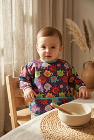 Resim DYZSTAR Elephant Joy Uzun Kollu Sıvı Geçirmez Bebek Mama Önlüğü - Leke Tutmaz BLW Uyumlu Beslenme Önlüğü 6-2 