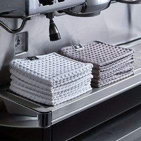 Resim 3 adet Barista Havlusu, Non-woven Kumaş, Güçlü Emicilik, Kahve Makineleri ve Çay Evleri için Dayanıklı Temizlik Bezleri, Küçük Kare Gri Havlular, Cihaz Temizlik Bezleri | Modern Cihaz Dekoru | Emici Kumaş 