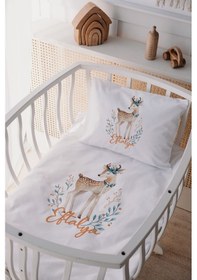 Resim %100 Pamuk Saten Isme Özel Isimli Anne Yanı Beşik Nevresim Takımı Ceylan 2 