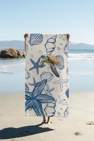 Resim Dijital Baskı Plaj Deniz Havlusu Kaplumbağa Desenli Peştamal HVL0213 