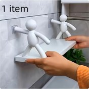 Resim Modern İnsan Benzeri Duvara Monte Depolama Rafı - Mutfak ve Banyo için Açık Raflarla Beyaz Plastik Düzenleyici, Alan Tasarrufu Sağlayan Tasarım, Metal Borular Gerektirmez, Kolay Kurulum, Banyo Düzenleyicileri ve Depolama, Eğlenceli Tasarım, Dayanıklı İnşaat, Apartman Yaşamı 