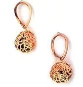 Resim OSESHOP Oniks Taş Detalı Gümüş Üzerine Rose Altın Kaplamalı Sallantılı Çivi Küpe 