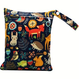 Resim 1 adet siyah hayvan baskılı 20*25 cm küçük yeniden kullanılabilir ıslak çanta 